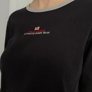 navy & grey embroidered long sleeve